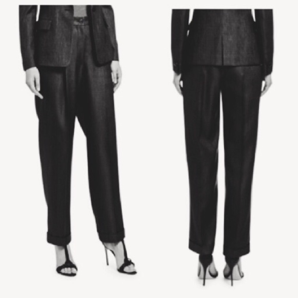 Giorgio Armani pants in luxe black wool-silk, High rise, sz 6